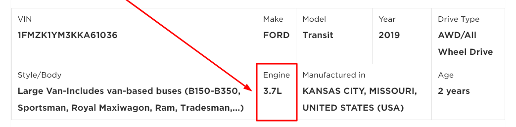 Ford Transit Engine Lookup