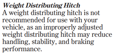 2008 Pilot Weight Distributing Hitch Warning