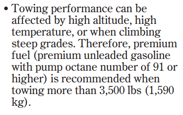 2008 Honda Pilot Gas Recommendation