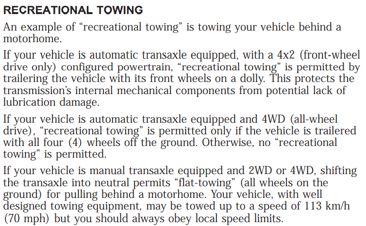 2006 Ford Escape Flat Tow Notes